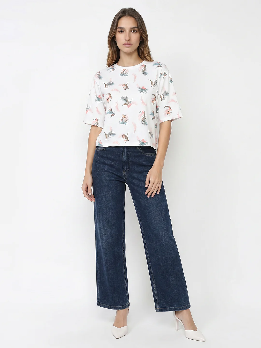 Women Floral Graphic Print Crop Tees - Image 4
