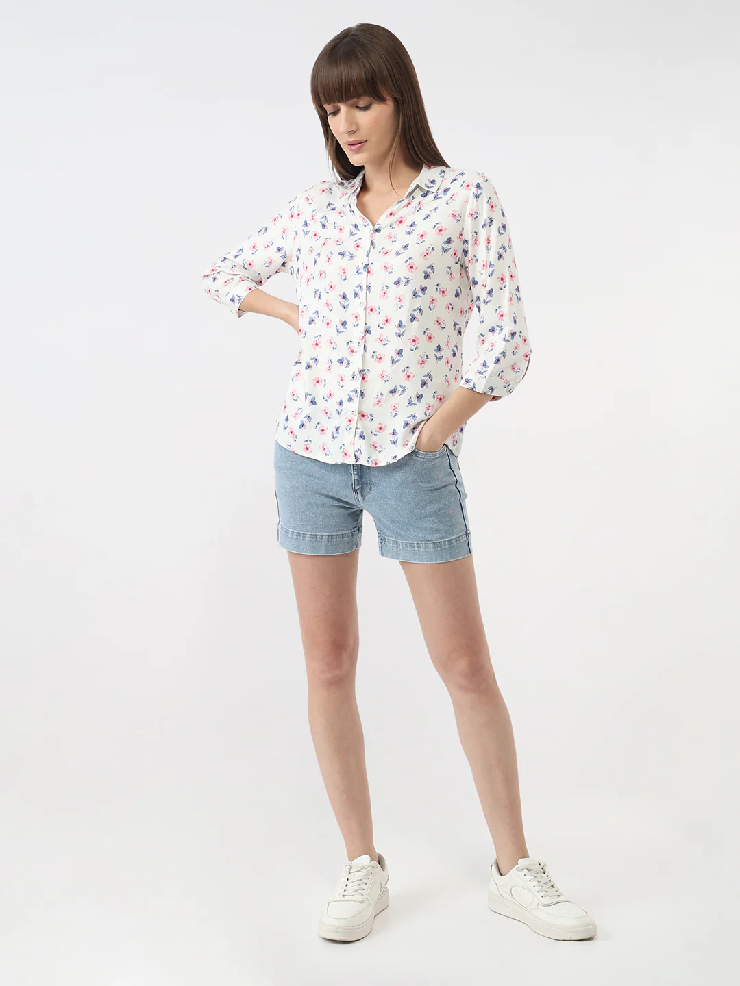 Women Floral Print Slim Shirt - Image 4