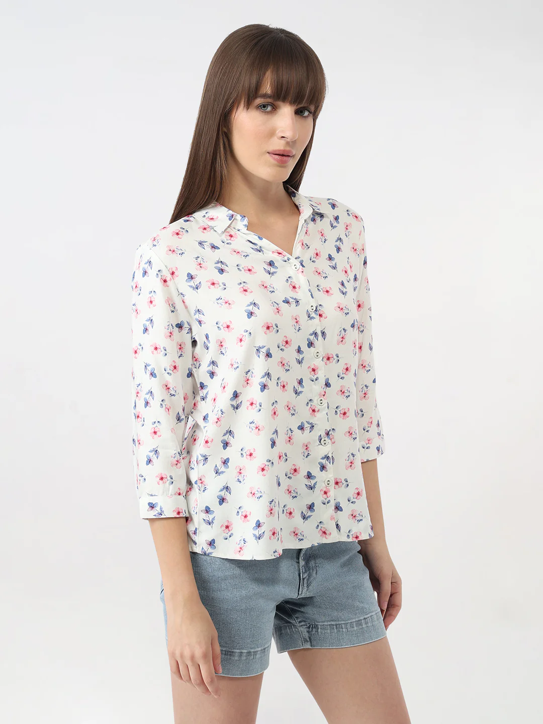 Women Floral Print Slim Shirt - Image 5