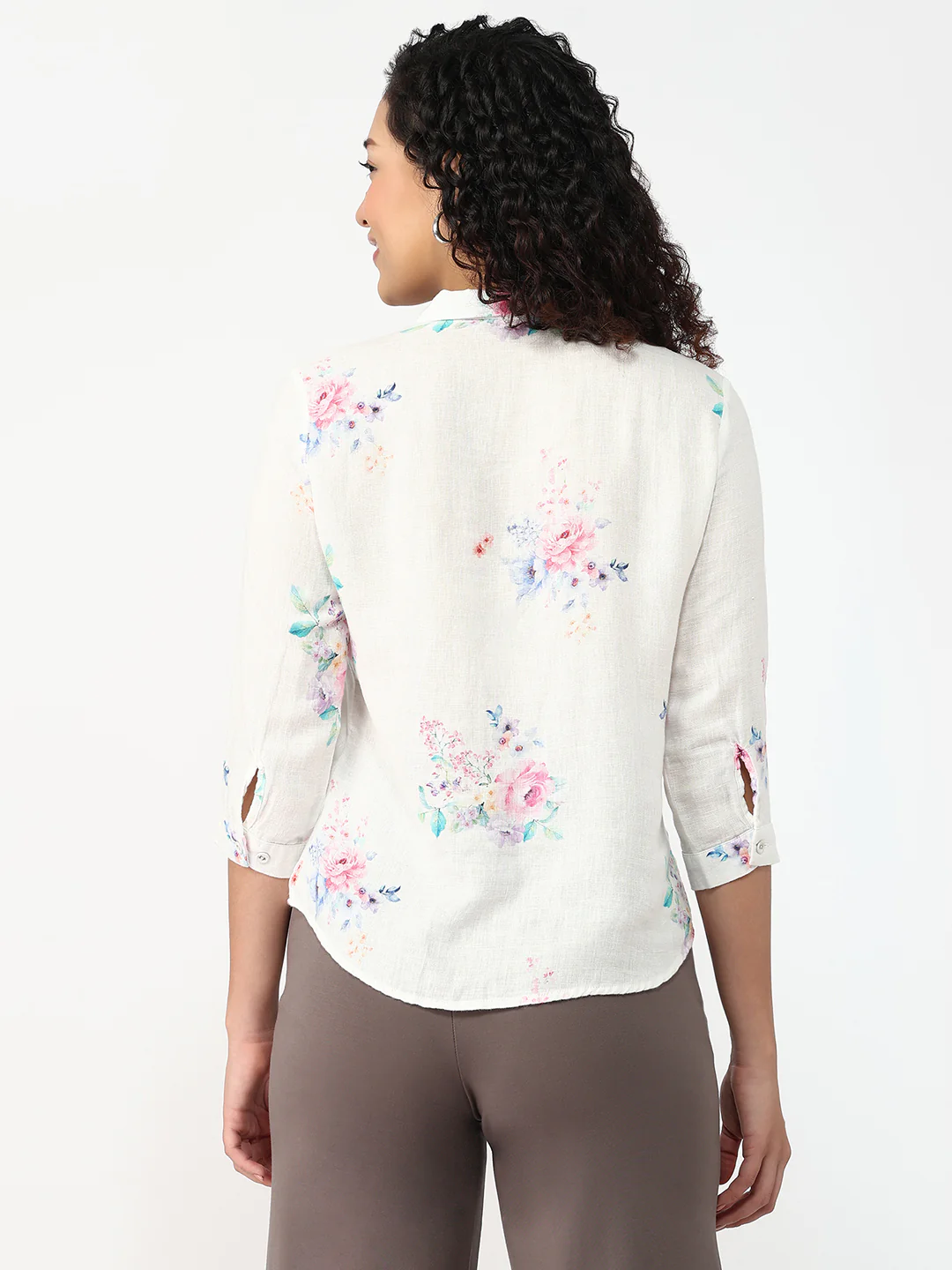 Women Floral Print Slim Shirt - Image 3