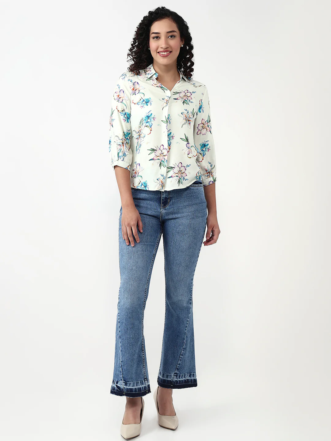 Women Floral Print Slim Shirt
