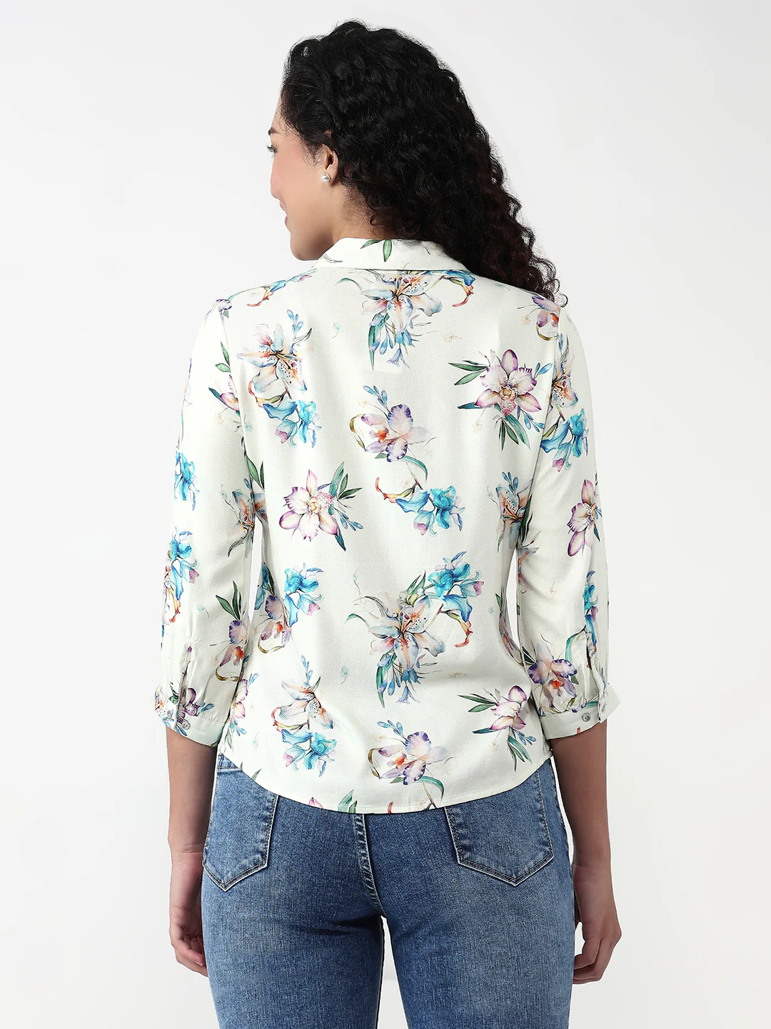 Women Floral Print Slim Shirt - Image 3