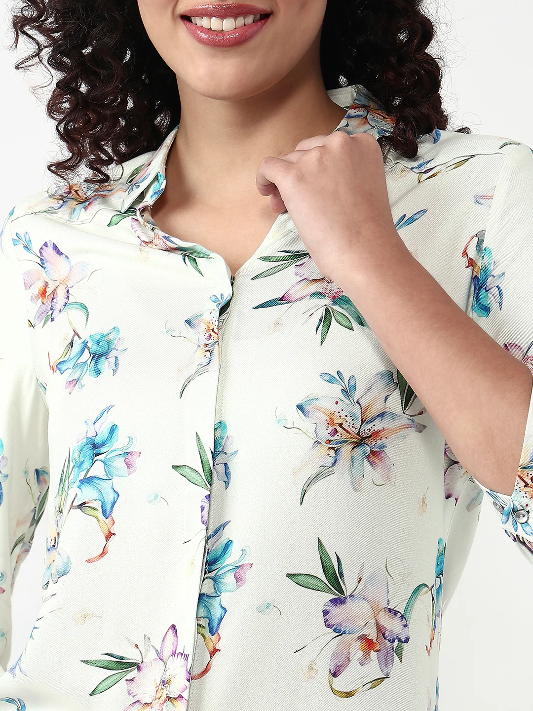 Women Floral Print Slim Shirt - Image 6