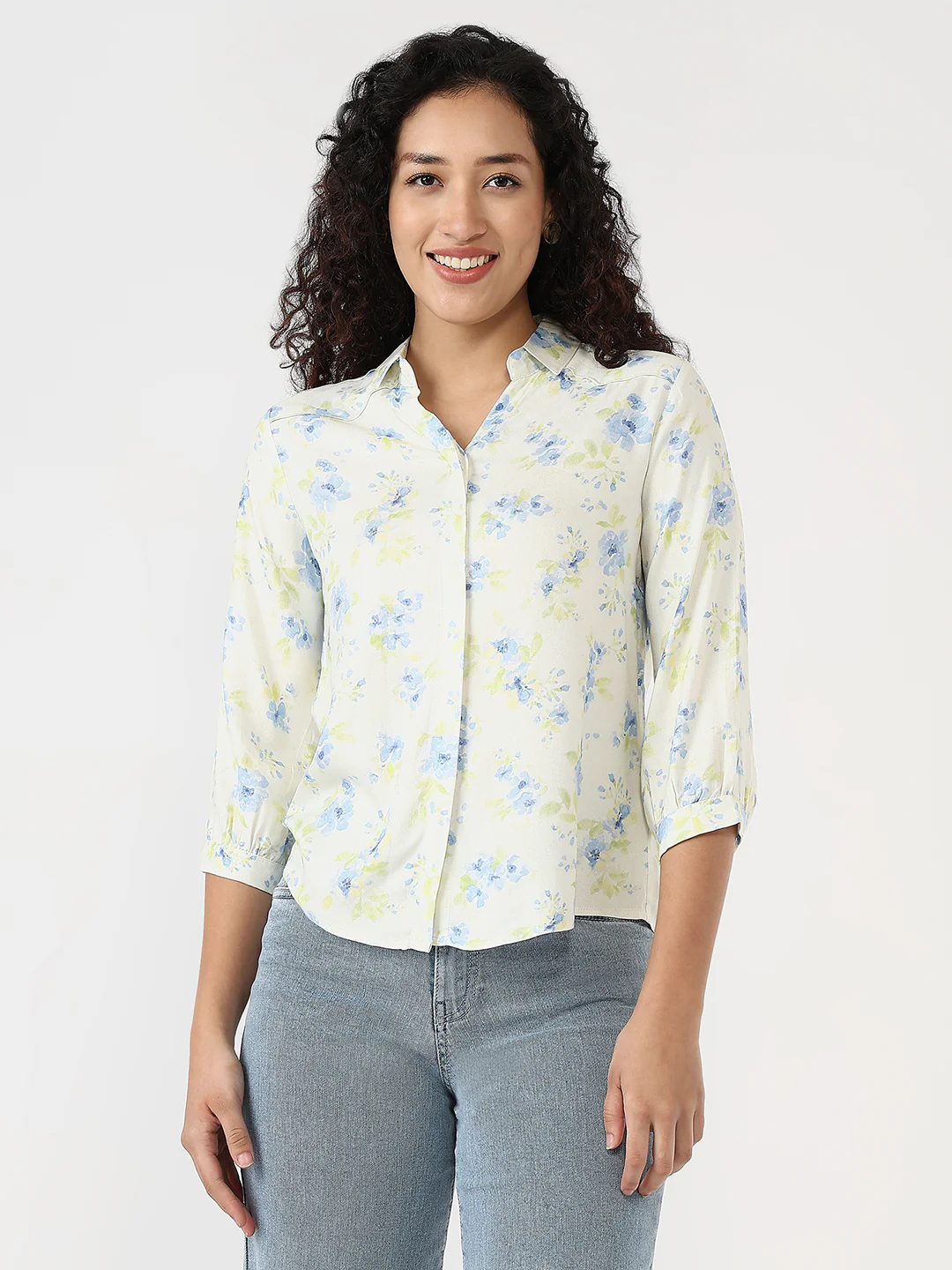 Women Flower Print Slim Shirt - Image 2