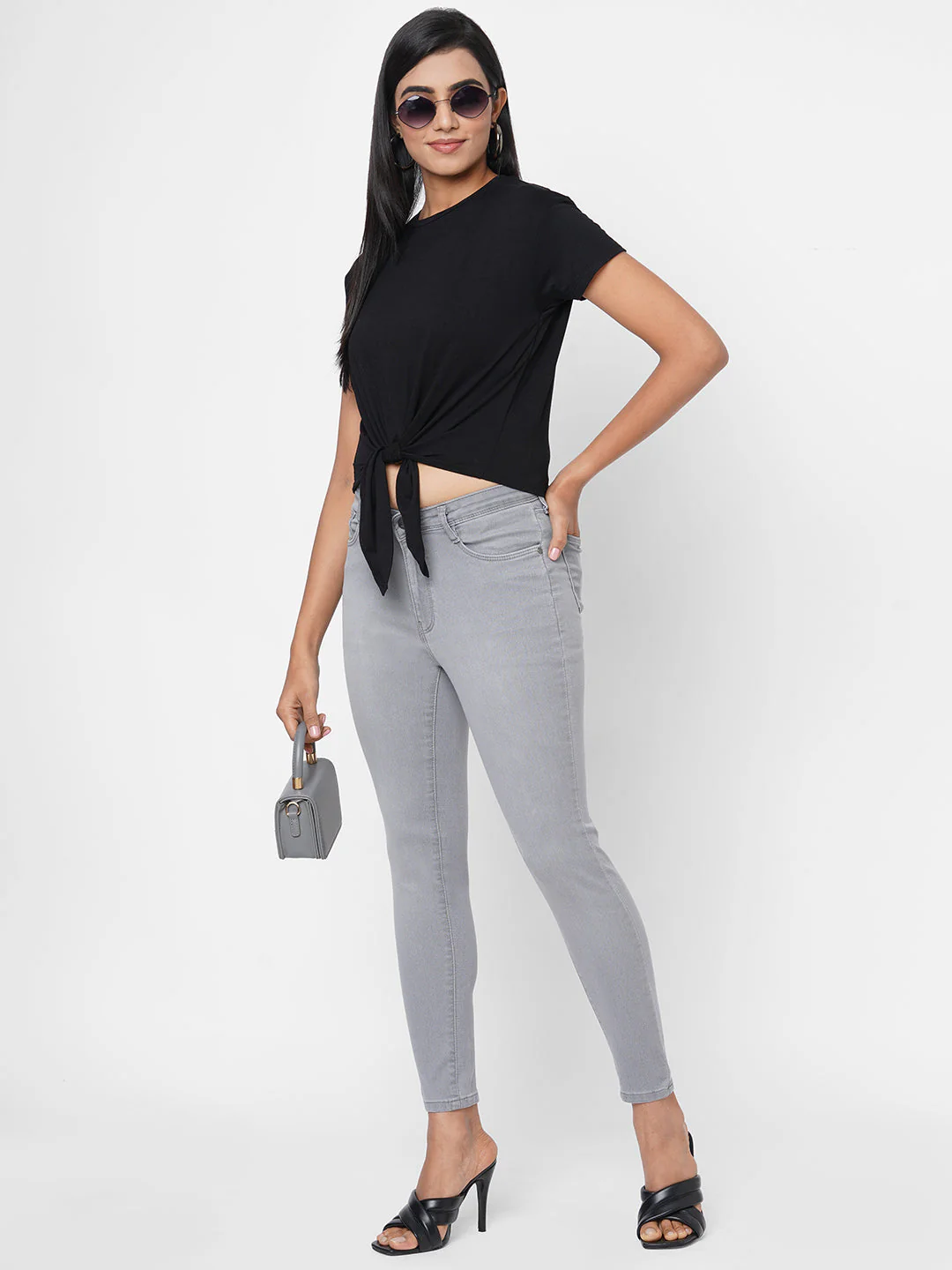 Women Front Styled Tie-Up Crop T-Shirt - Image 2