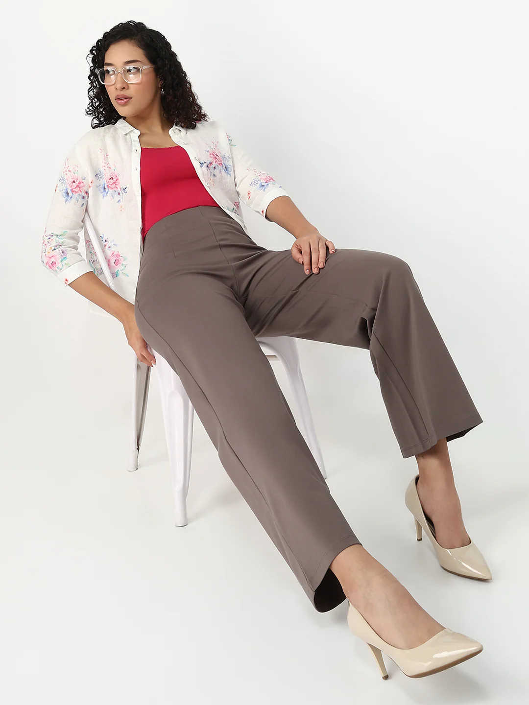 Women Frost Grey Wide Leg Treggings