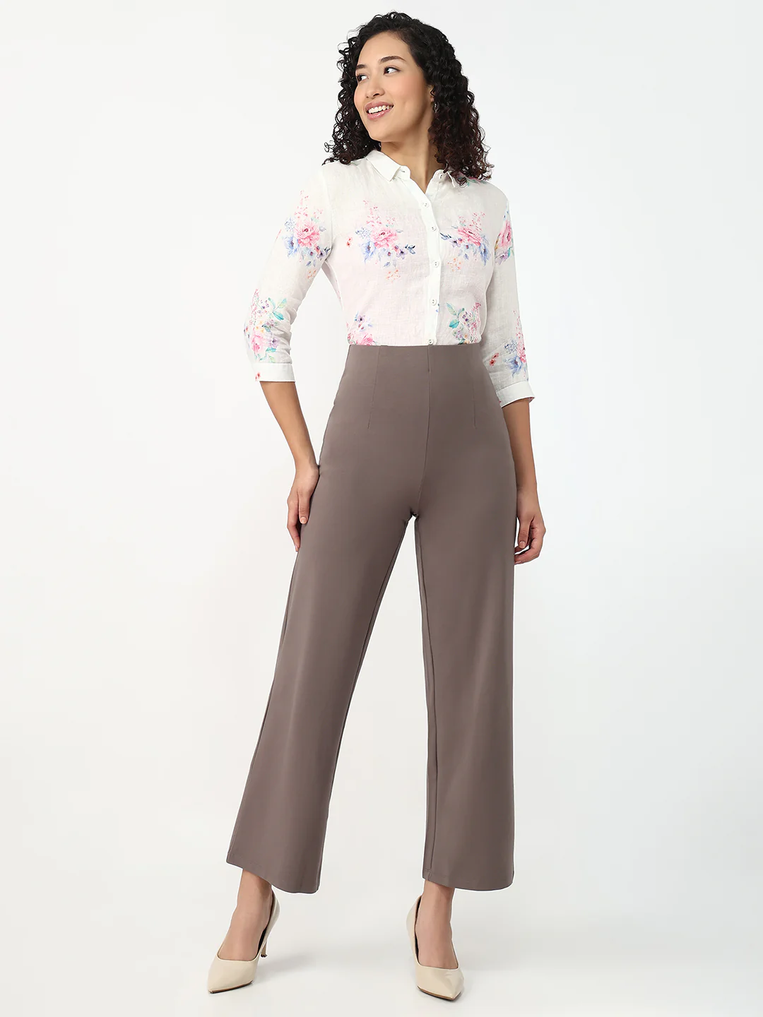 Women Frost Grey Wide Leg Treggings - Image 4