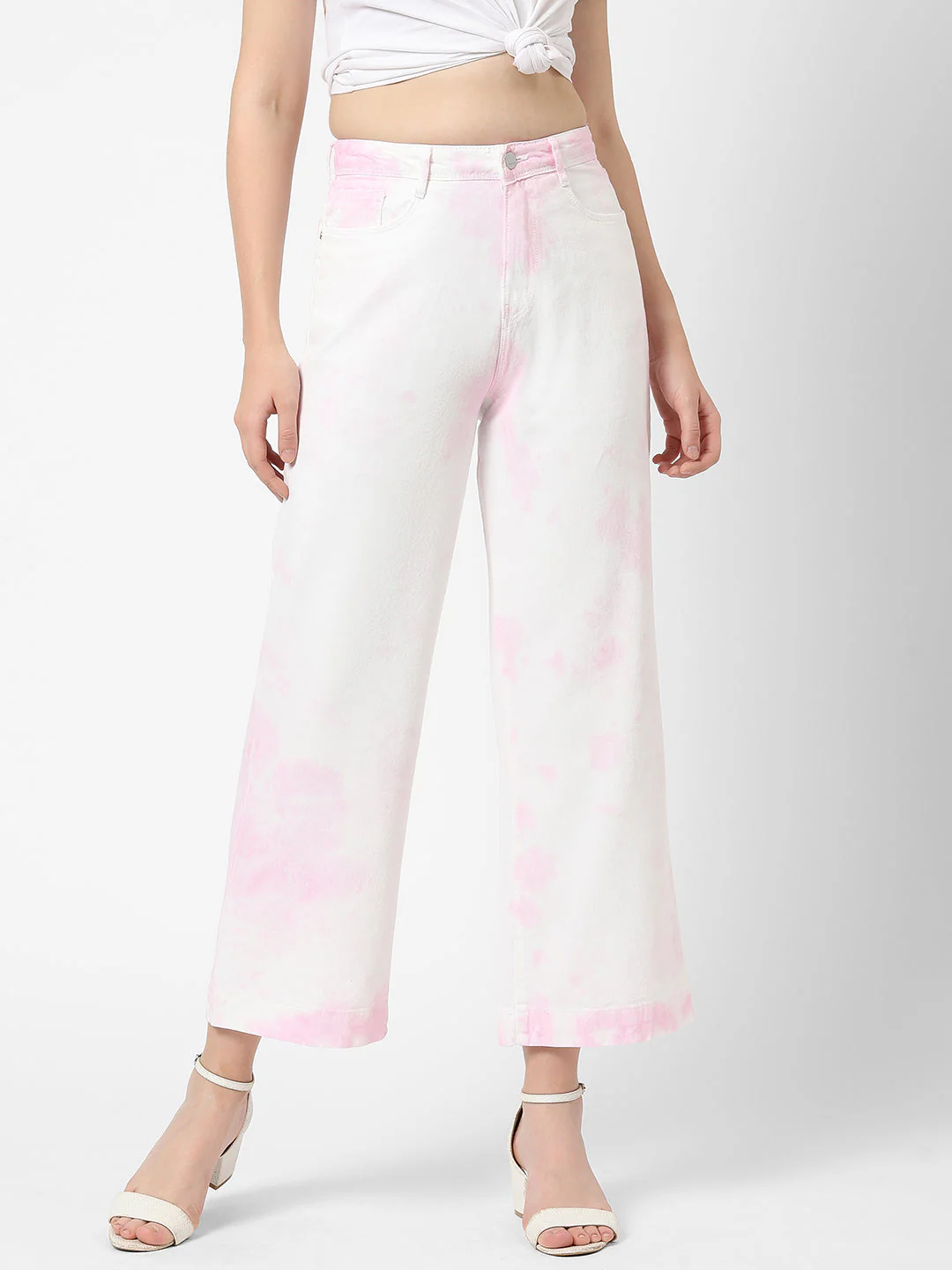 Women Fuchsia High-Rise Wide Leg Jeans - Image 2