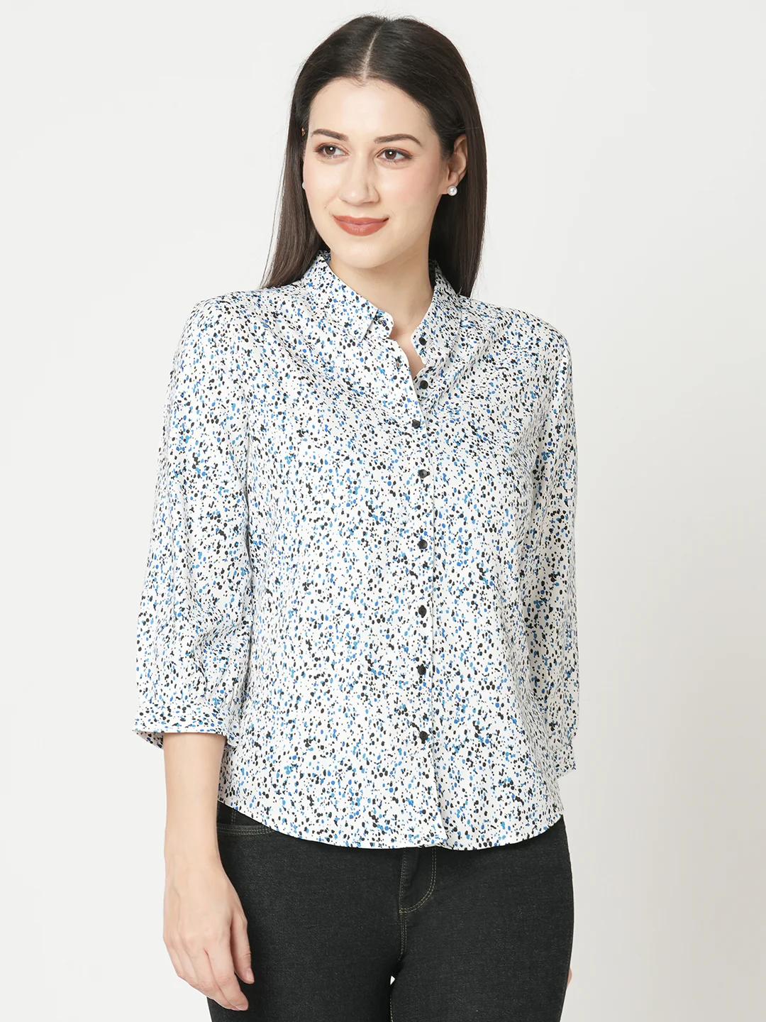 Women Galaxy Print Slim Fit Shirt - Image 2