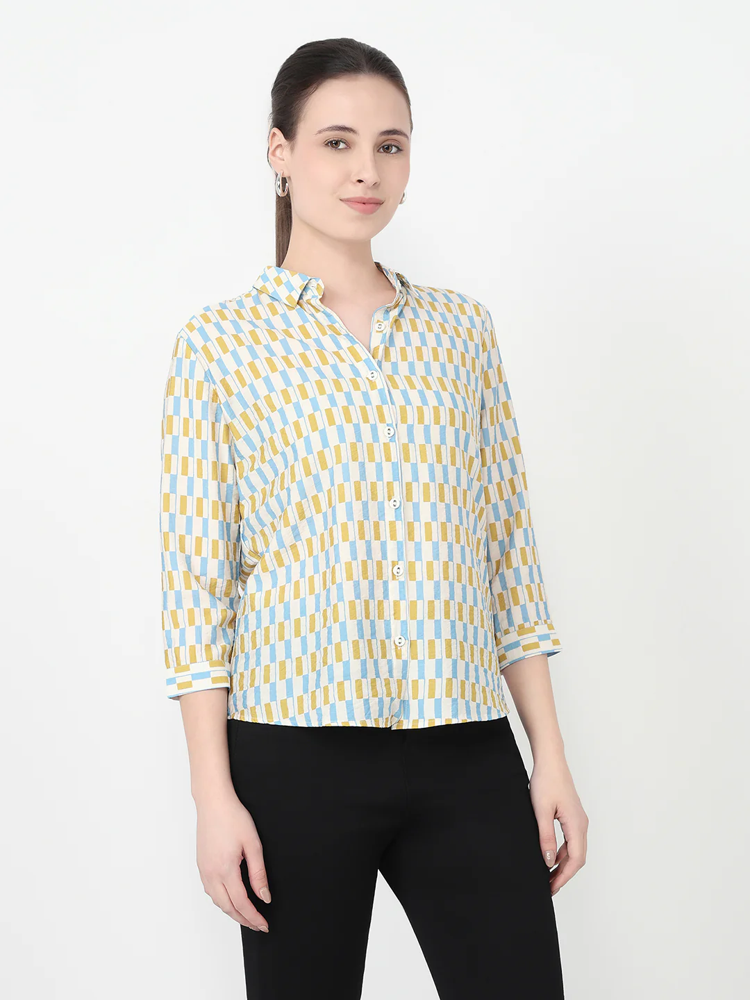 Women Geometric Print Slim Fit Shirt - Image 5