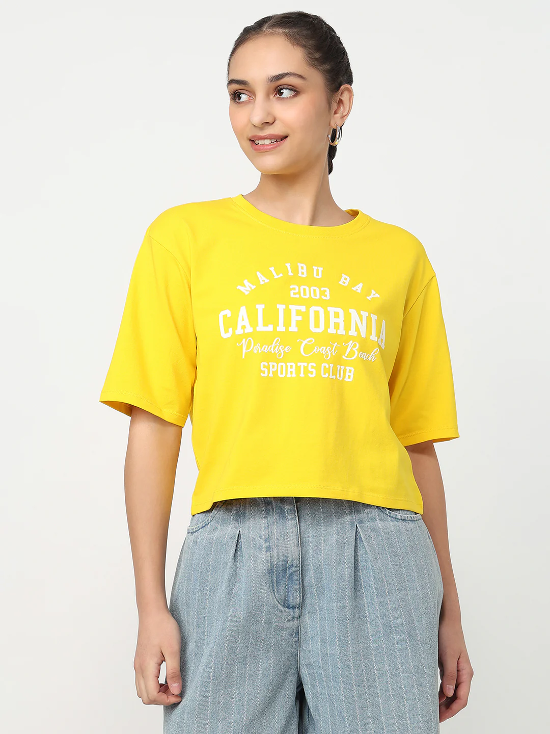 Women Golden Sunset Graphic Crop Tees - Image 2
