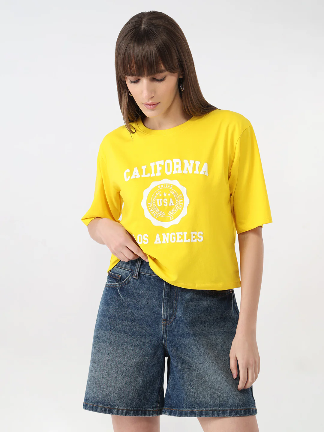 Women Golden Sunset Slim Crop T-Shirt - Image 2
