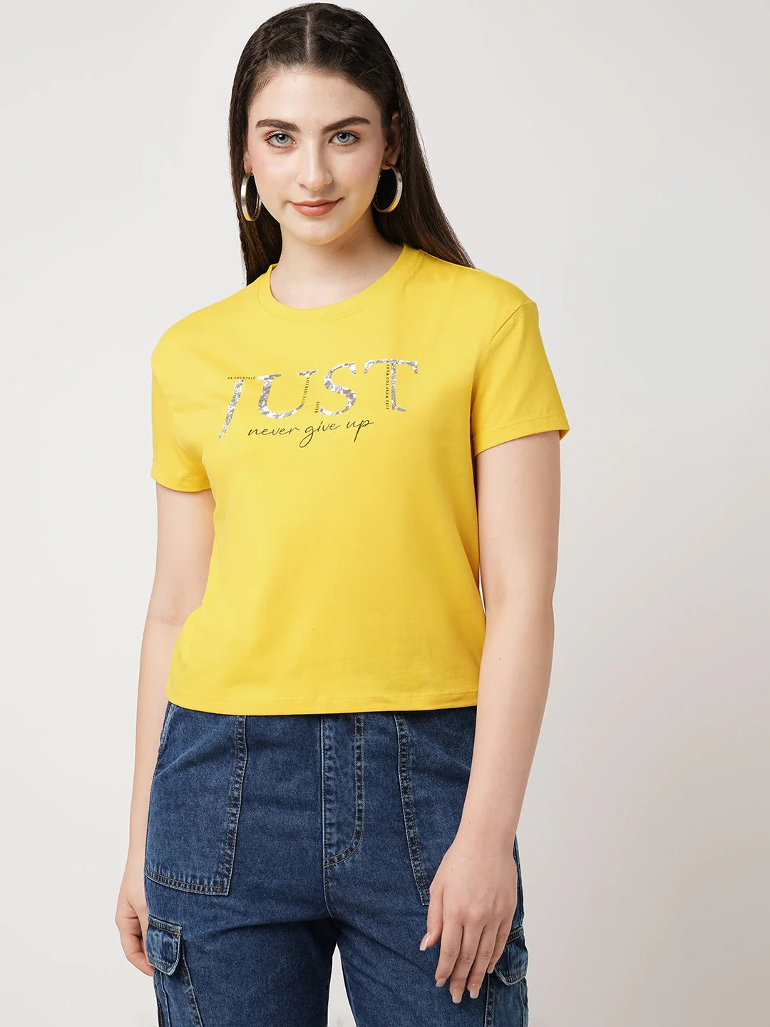 Women Golden Sunset Solid Slim T-Shirt - Image 2