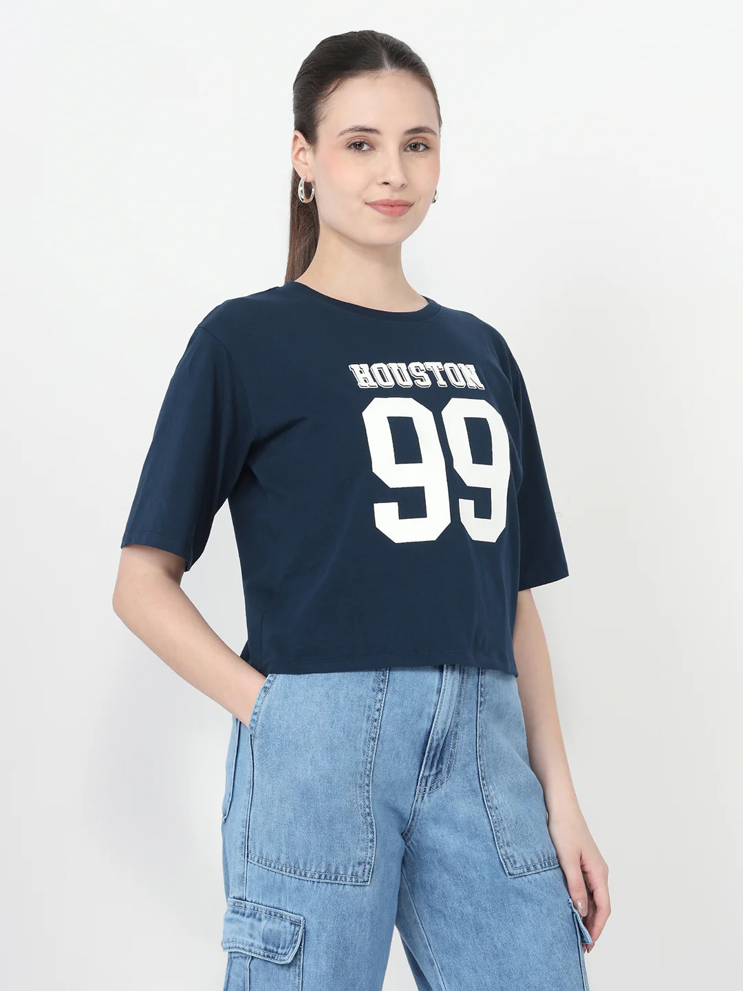 Women Graphic Crop Slim Fit Tees - Image 5