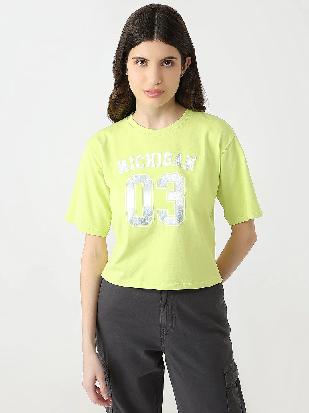 Women Graphic Crop Slim Fit Tees - Image 2