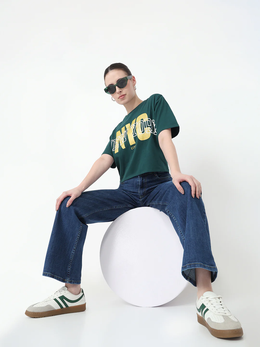 Women Graphic Crop Slim Fit Tees