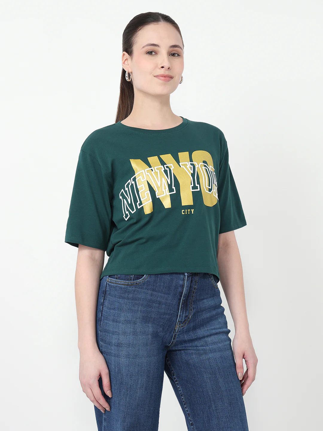 Women Graphic Crop Slim Fit Tees - Image 5