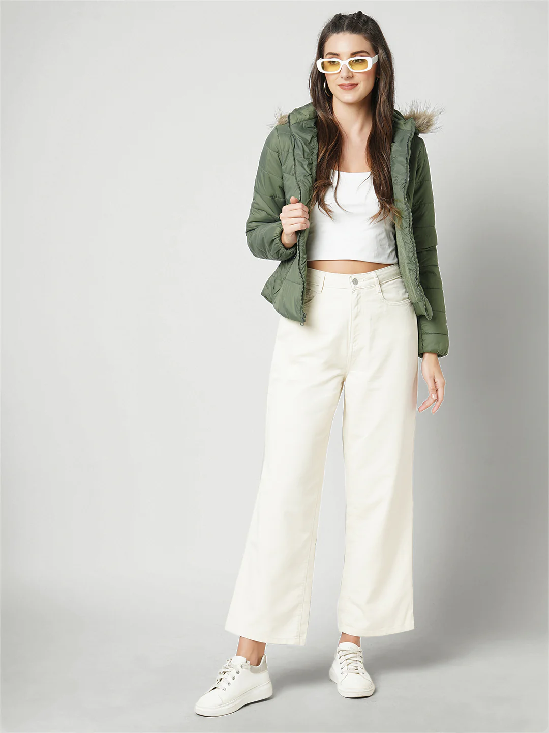 Women Grass Green Winter Jacket - Image 4