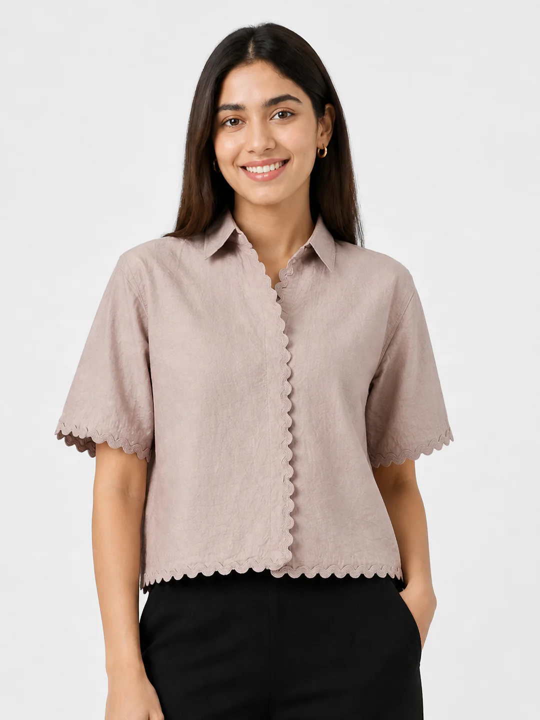Women Gray Daze Crop Shirt - Image 2