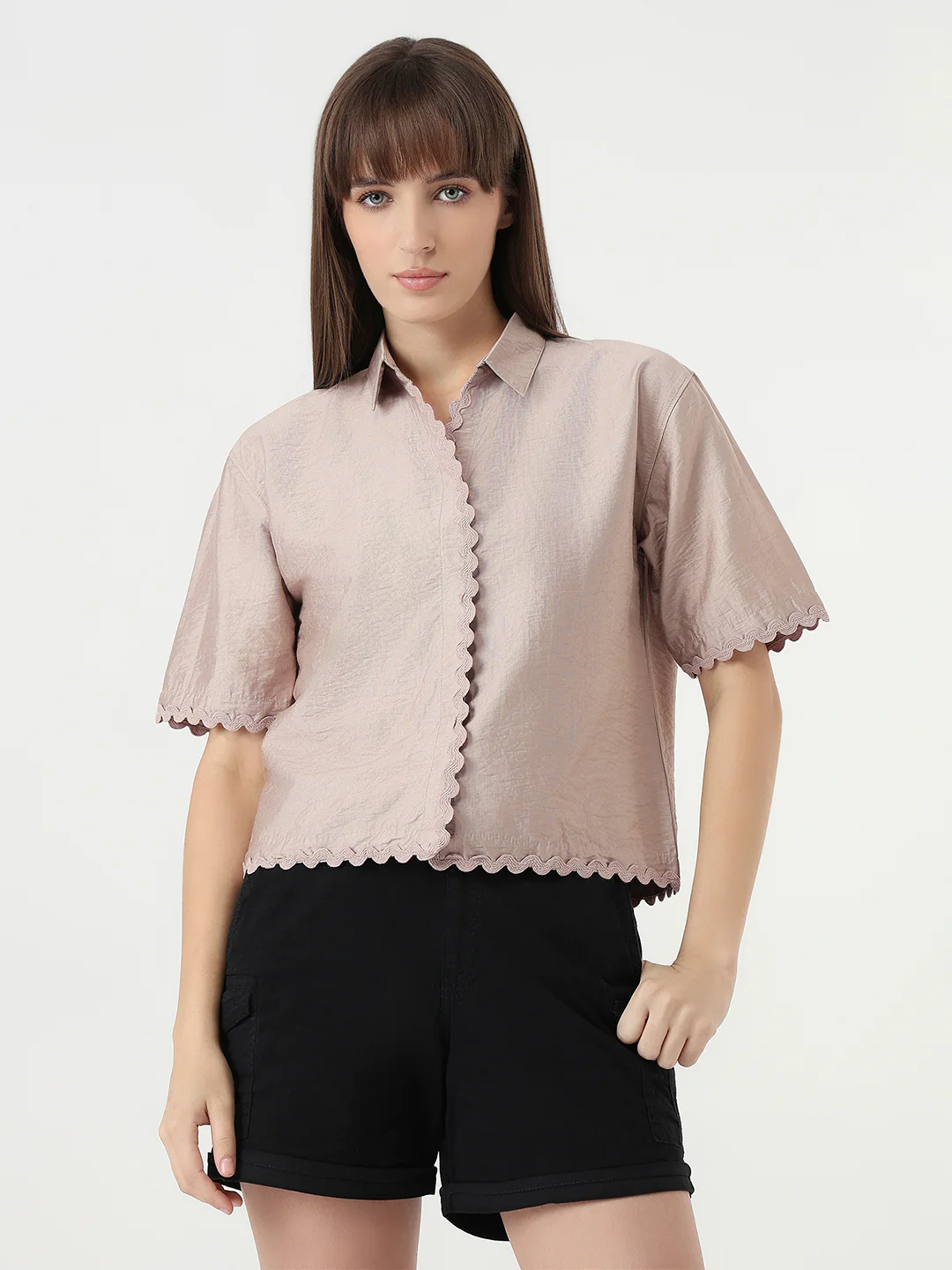 Women Gray Daze Slim Fit Crop Shirt - Image 2