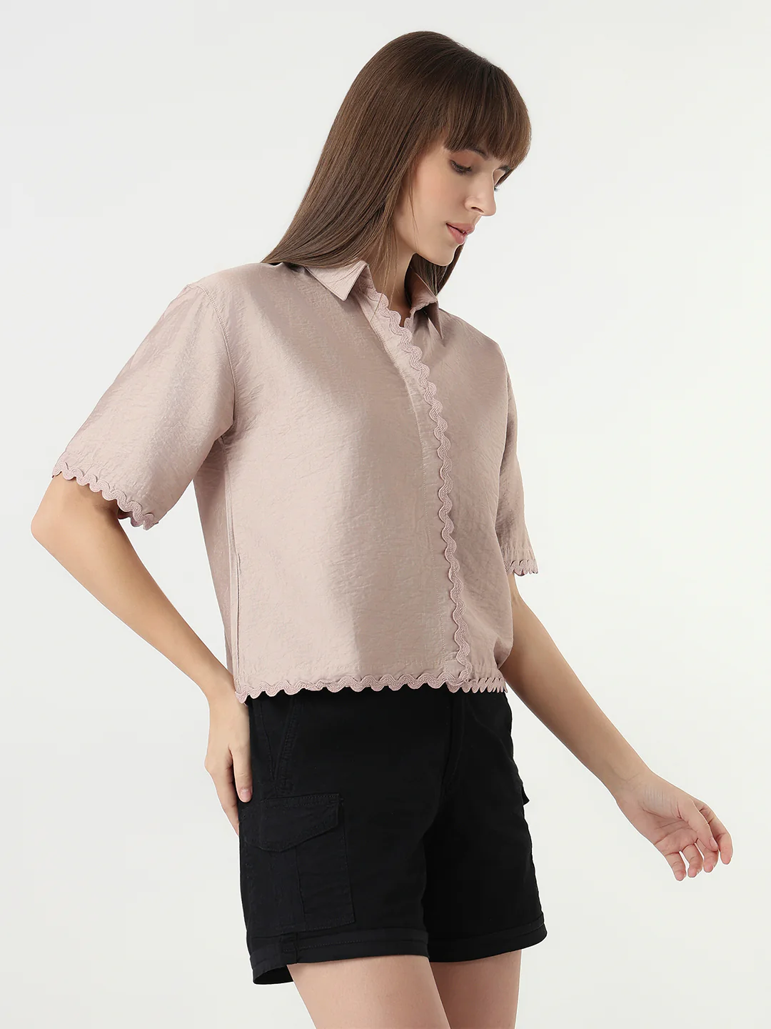 Women Gray Daze Slim Fit Crop Shirt - Image 5