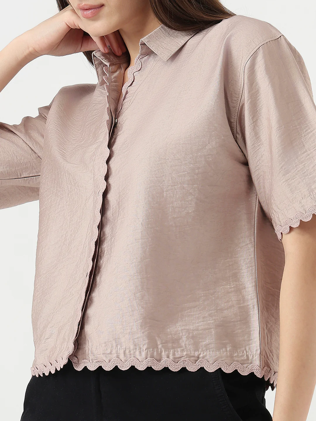 Women Gray Daze Slim Fit Crop Shirt - Image 6