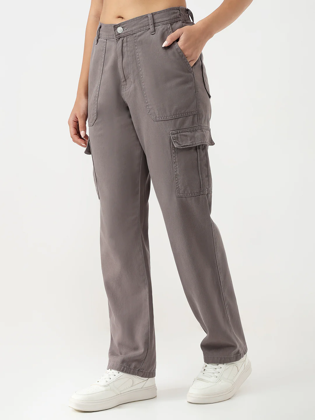 Women Grey High-Rise Cargo - Image 7