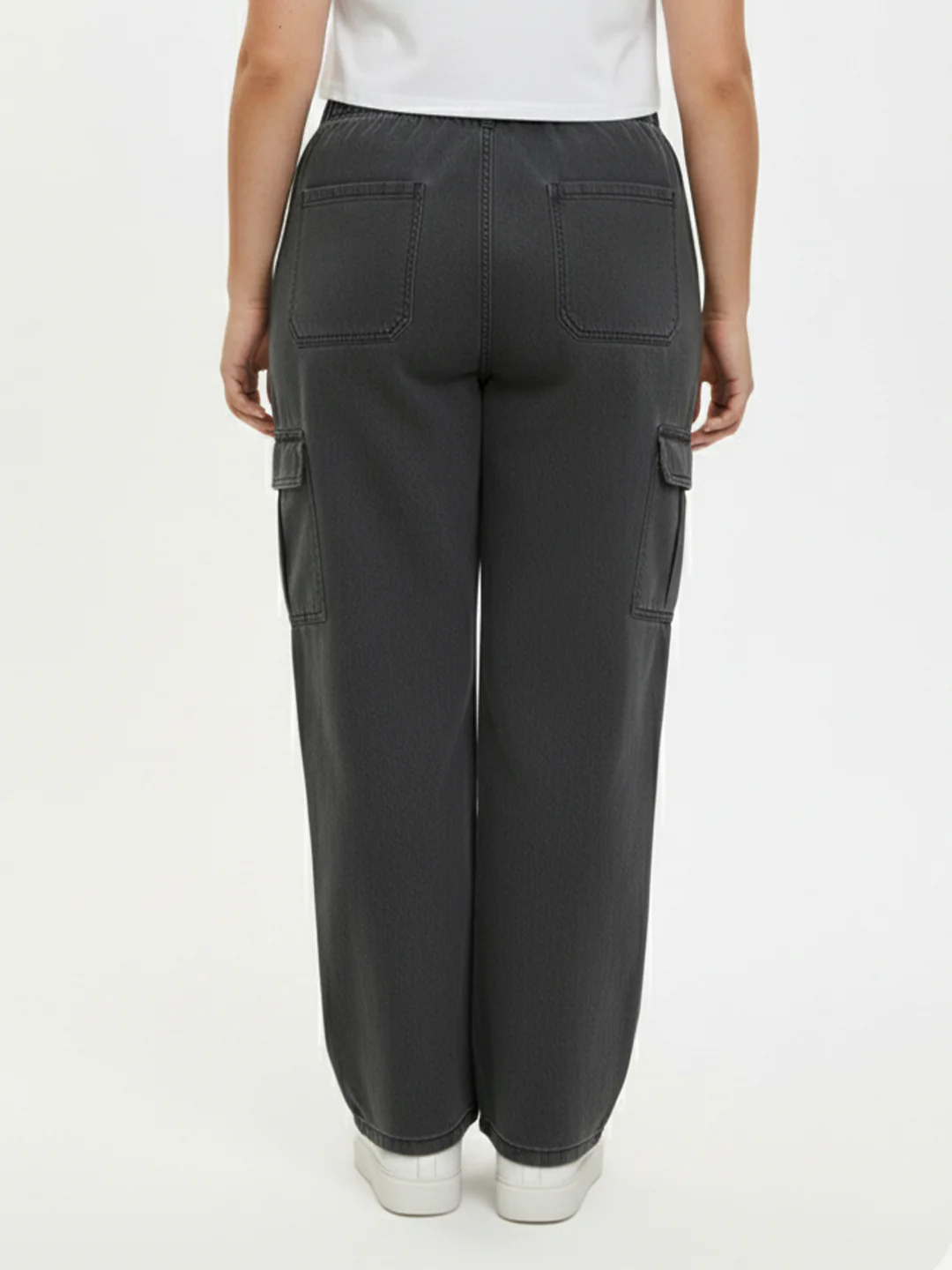 Women Grey High-Rise Cargo - Image 2