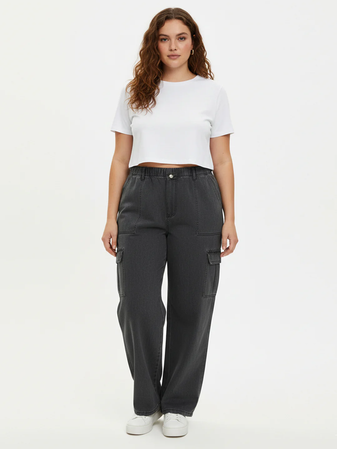 Women Grey High-Rise Cargo - Image 4