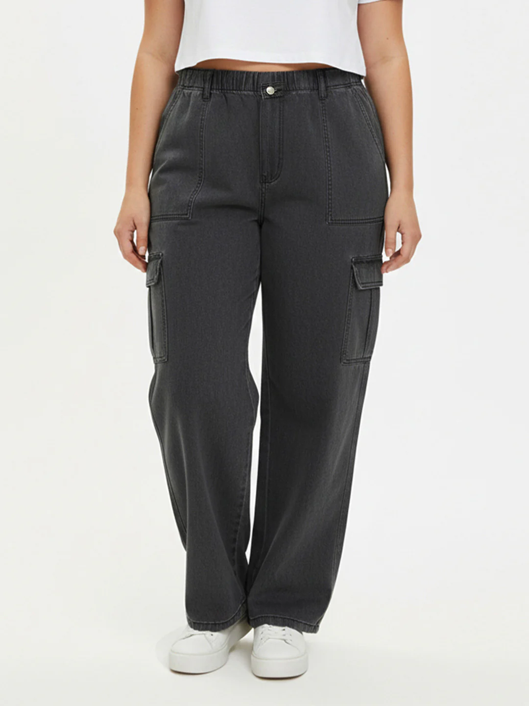 Women Grey High-Rise Cargo - Image 5