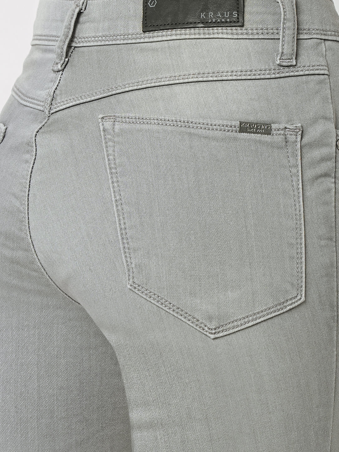 Women Grey High-Rise Crop Flare Jeans - Image 5