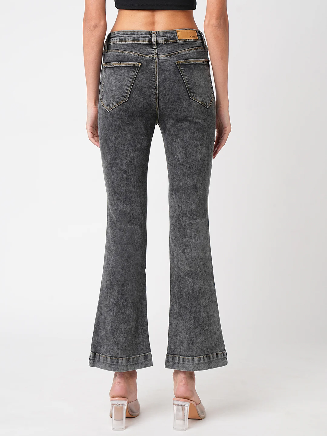 Women Grey High-Rise Flare Jeans - Image 3