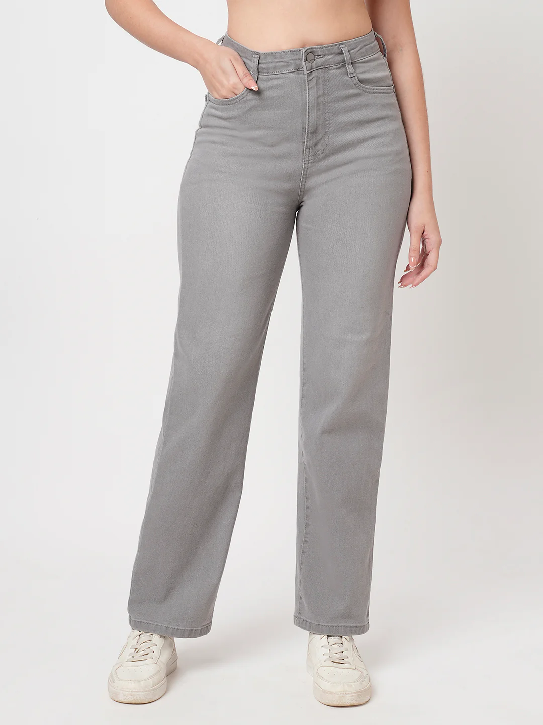 Women Grey High-Rise Loose Straight Fit Jeans - Image 2