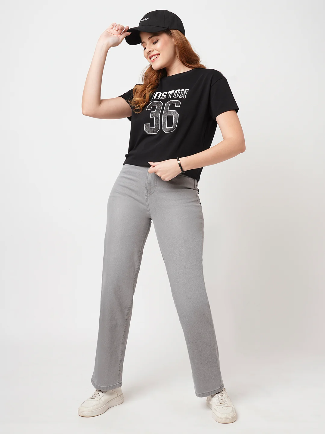 Women Grey High-Rise Loose Straight Jeans - Image 2