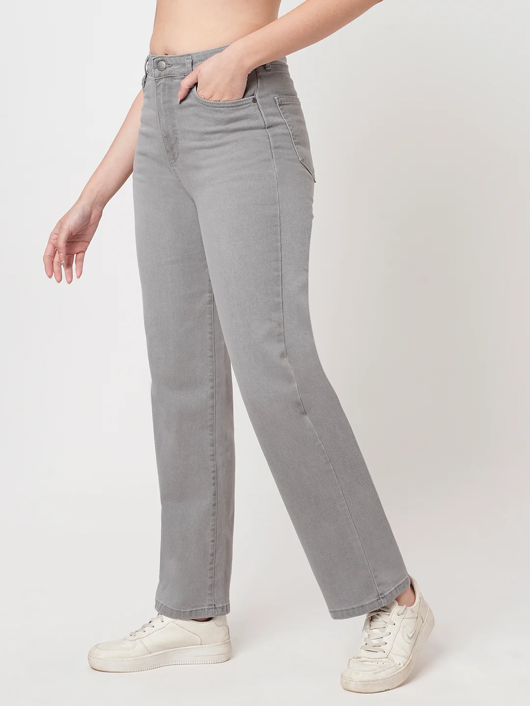 Women Grey High-Rise Loose Straight Jeans - Image 5