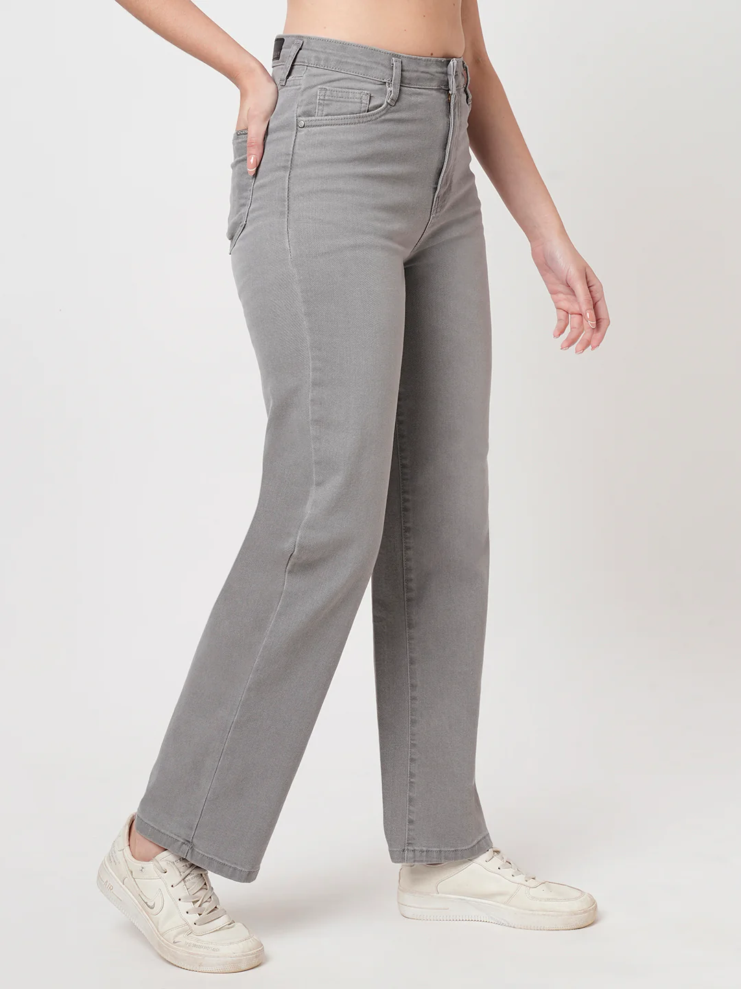 Women Grey High-Rise Loose Straight Jeans - Image 6