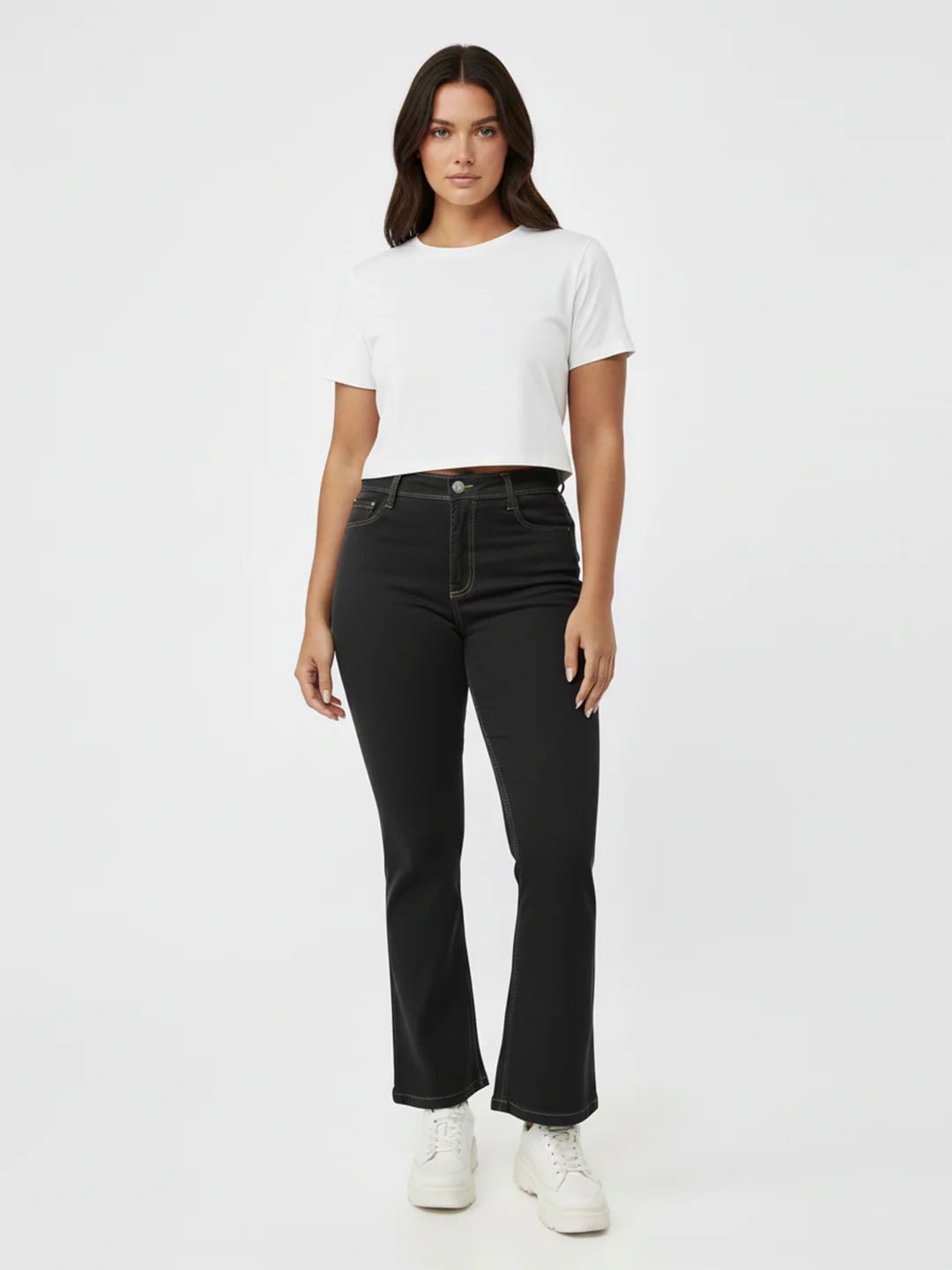 Women Grey High-Rise Mini Flare Jeans - Image 5