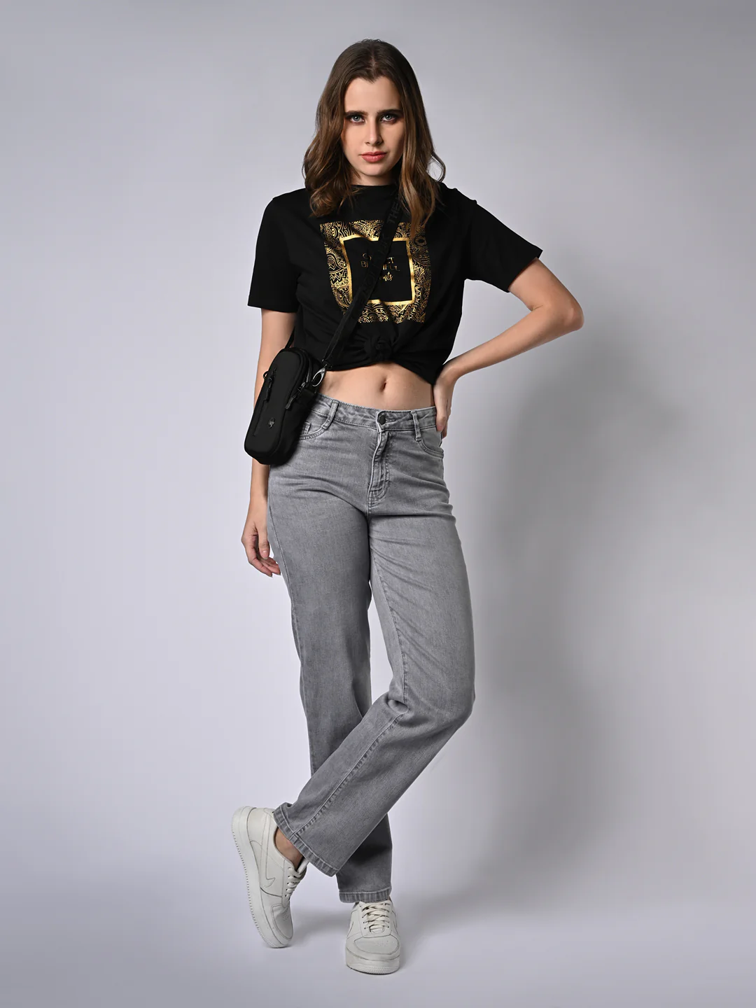 Women Grey High-Rise Relax Straight Fit Jeans