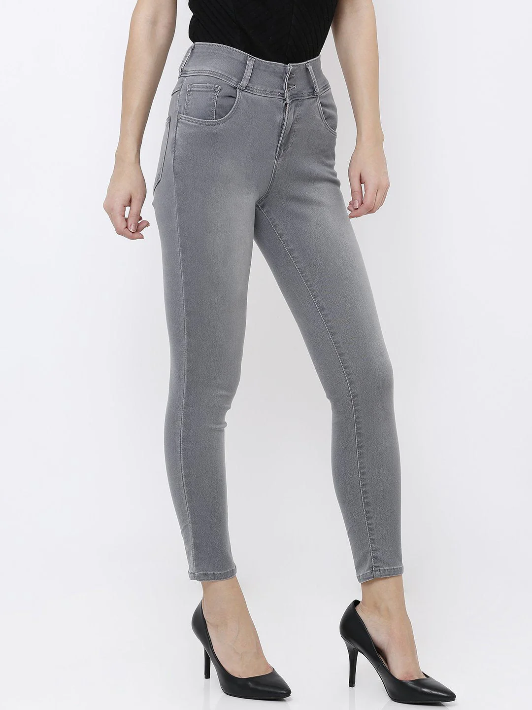 Women Grey High-Rise Skinny Jeans - Image 5