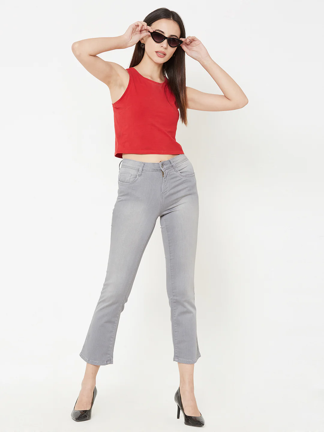 Women Grey High-Rise Skinny Jeans