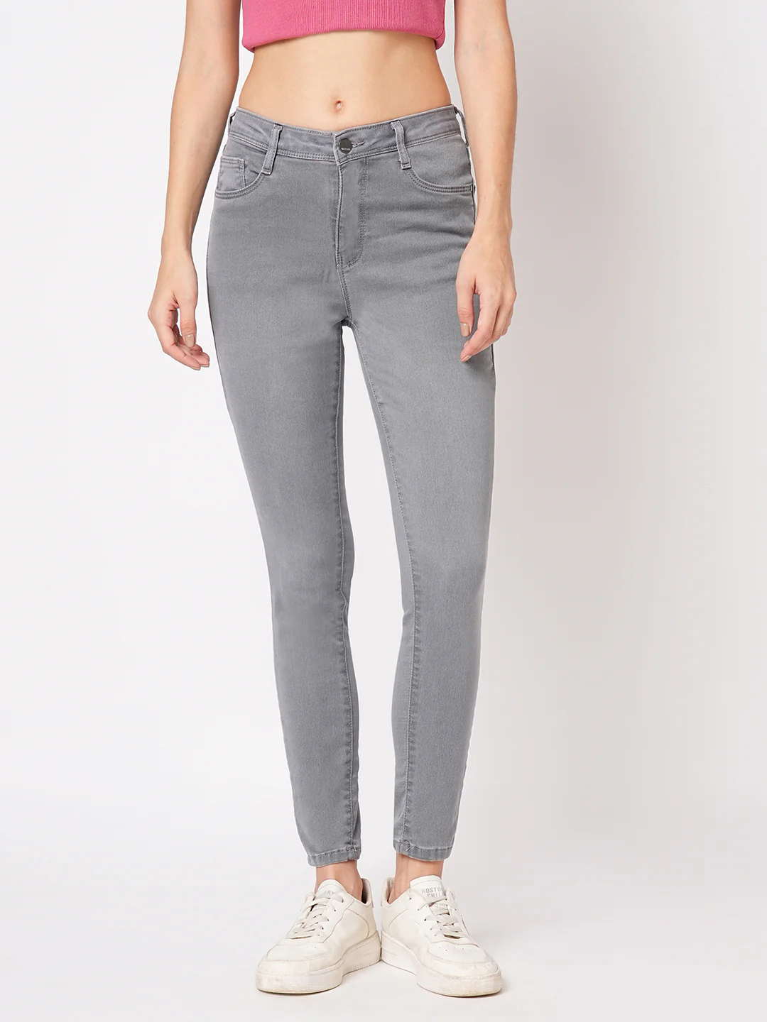Women Grey High-Rise Skinny Jeans - Image 2