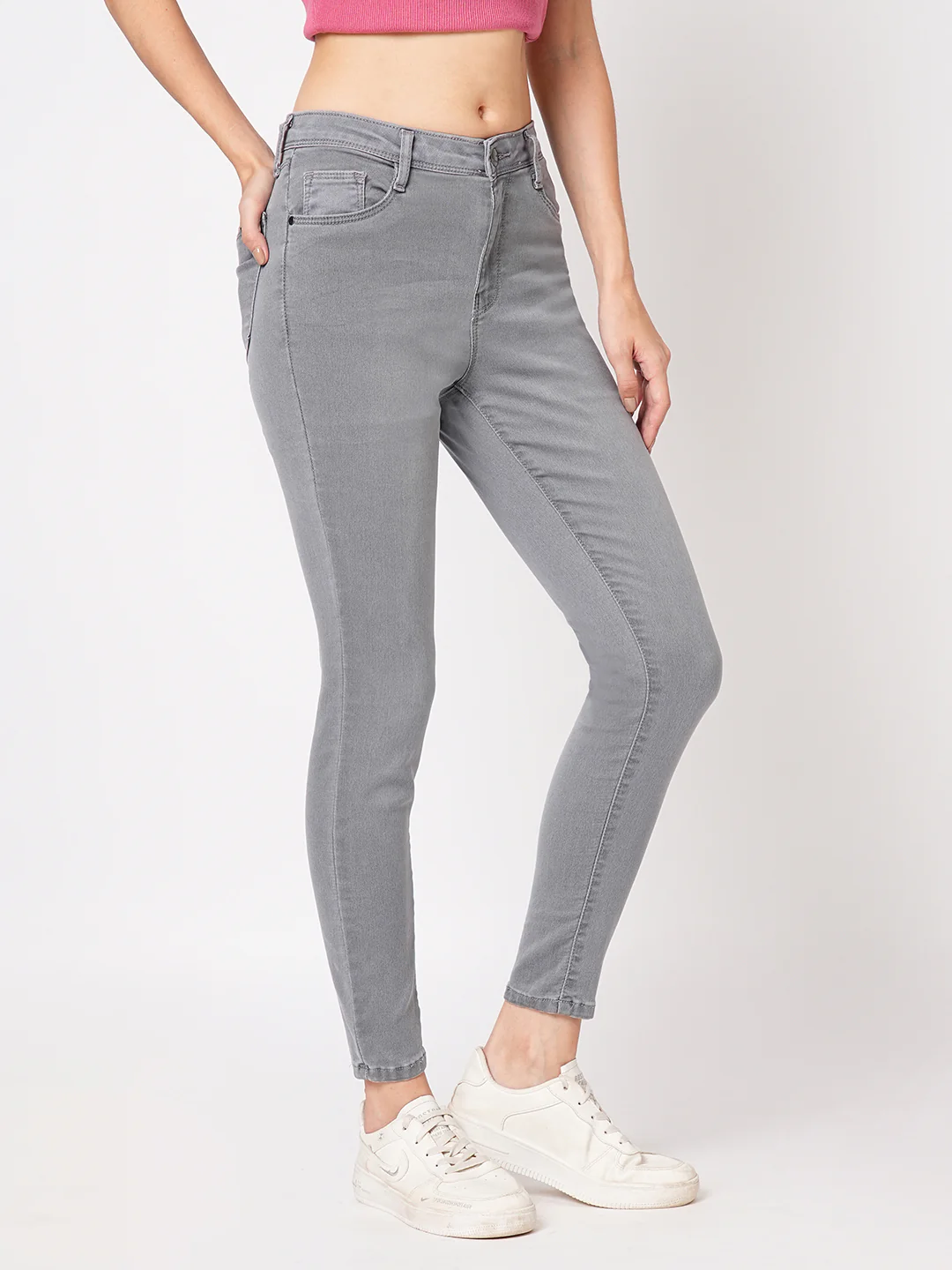 Women Grey High-Rise Skinny Jeans - Image 4