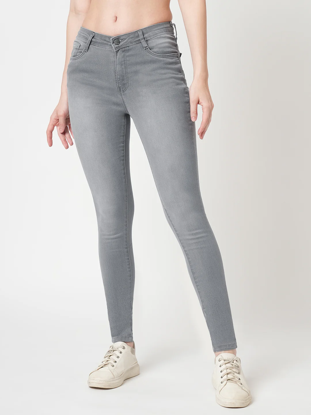 Women Grey High-Rise Skinny Jeans - Image 2