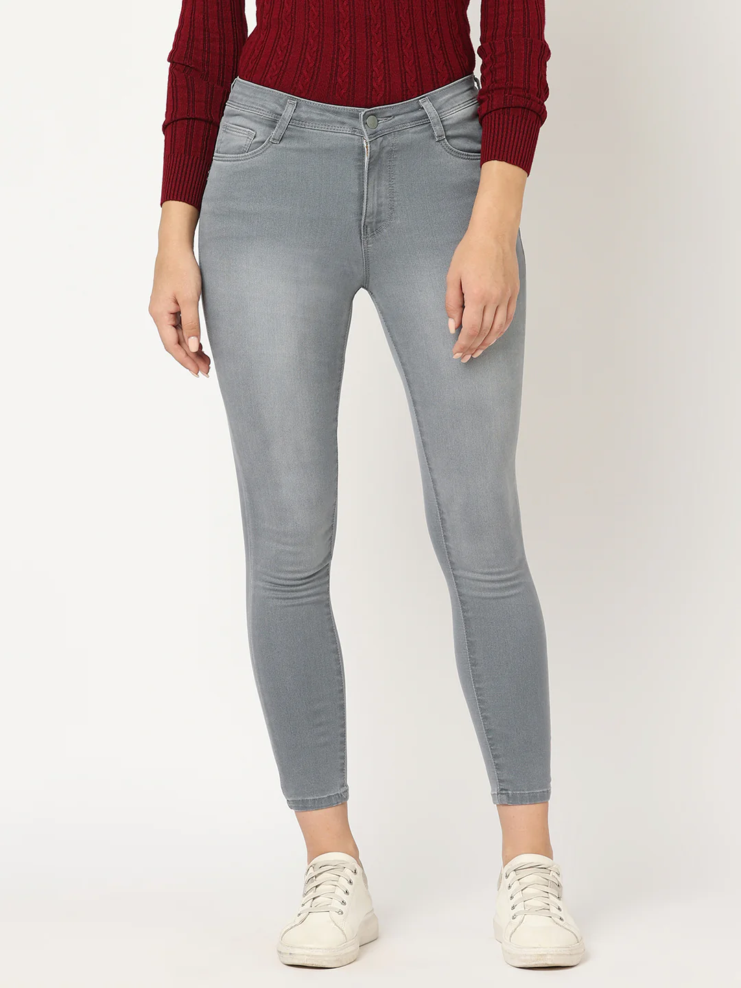 Women Grey High-Rise Skinny Jeans - Image 2