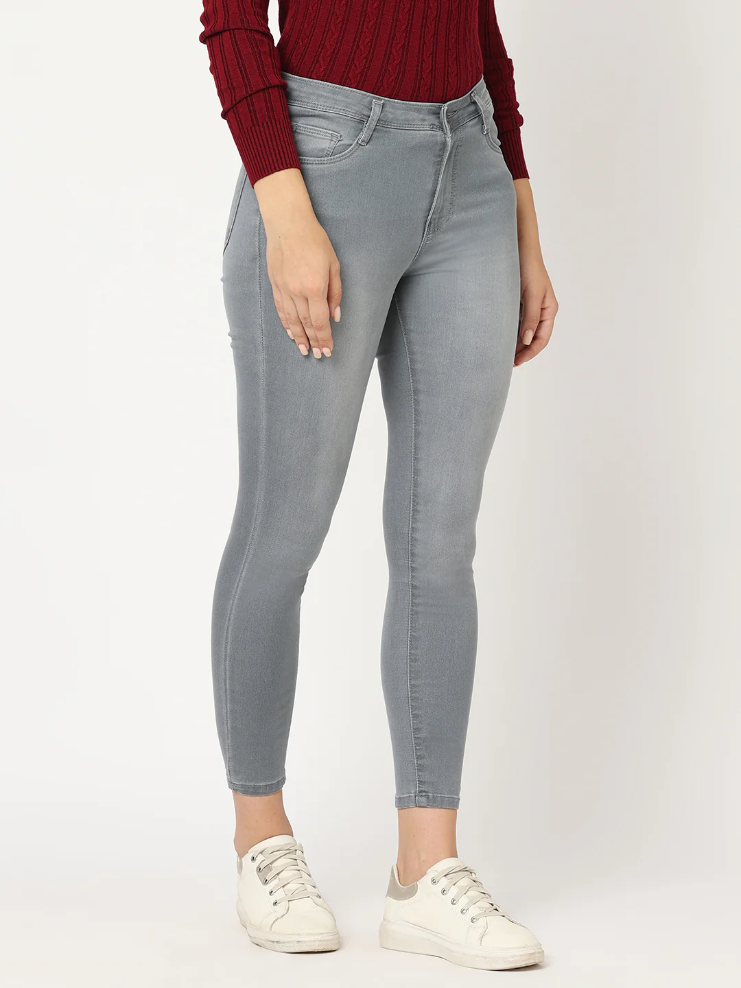 Women Grey High-Rise Skinny Jeans - Image 6