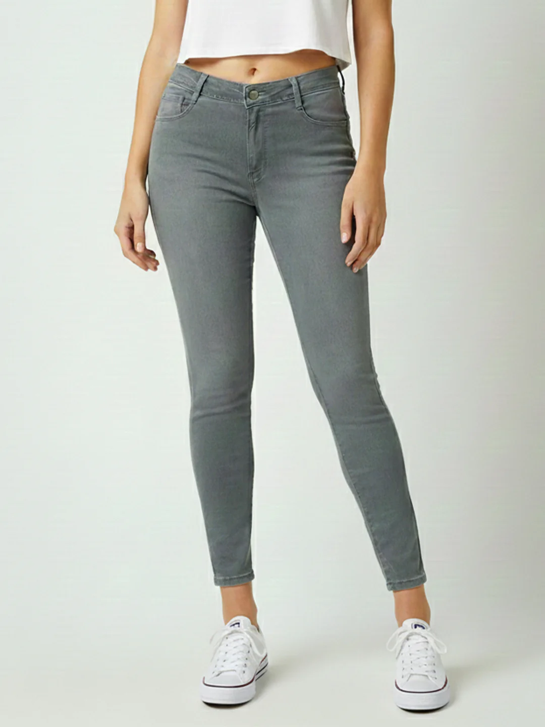 Women Grey High-Rise Skinny Jeans - Image 2
