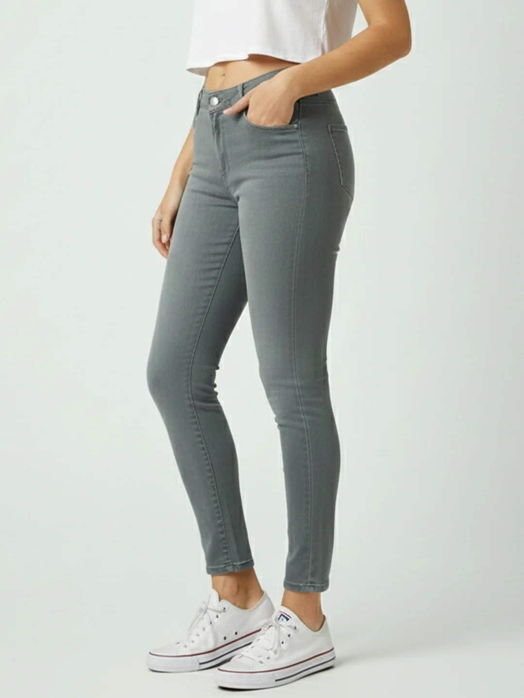 Women Grey High-Rise Skinny Jeans - Image 7