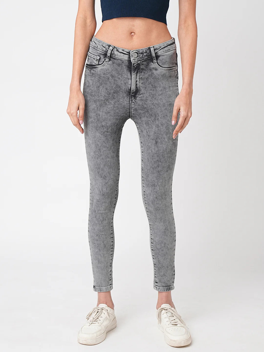 Women Grey High-Rise Skinny Jeans - Image 2