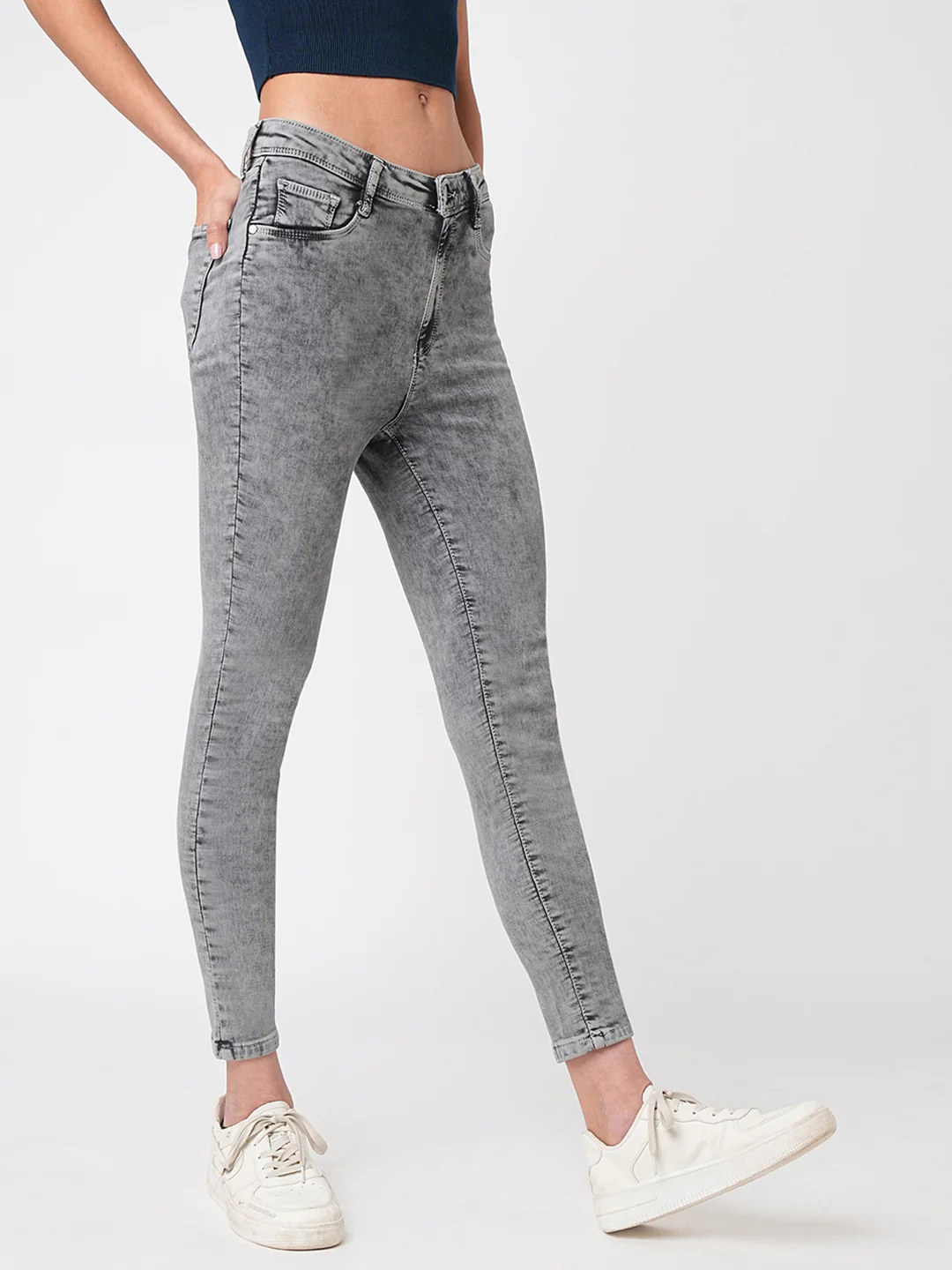 Women Grey High-Rise Skinny Jeans - Image 6