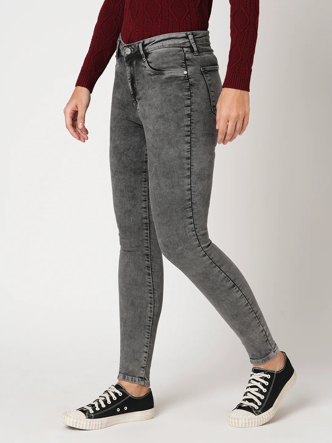 Women Grey High-Rise Skinny Jeans - Image 6